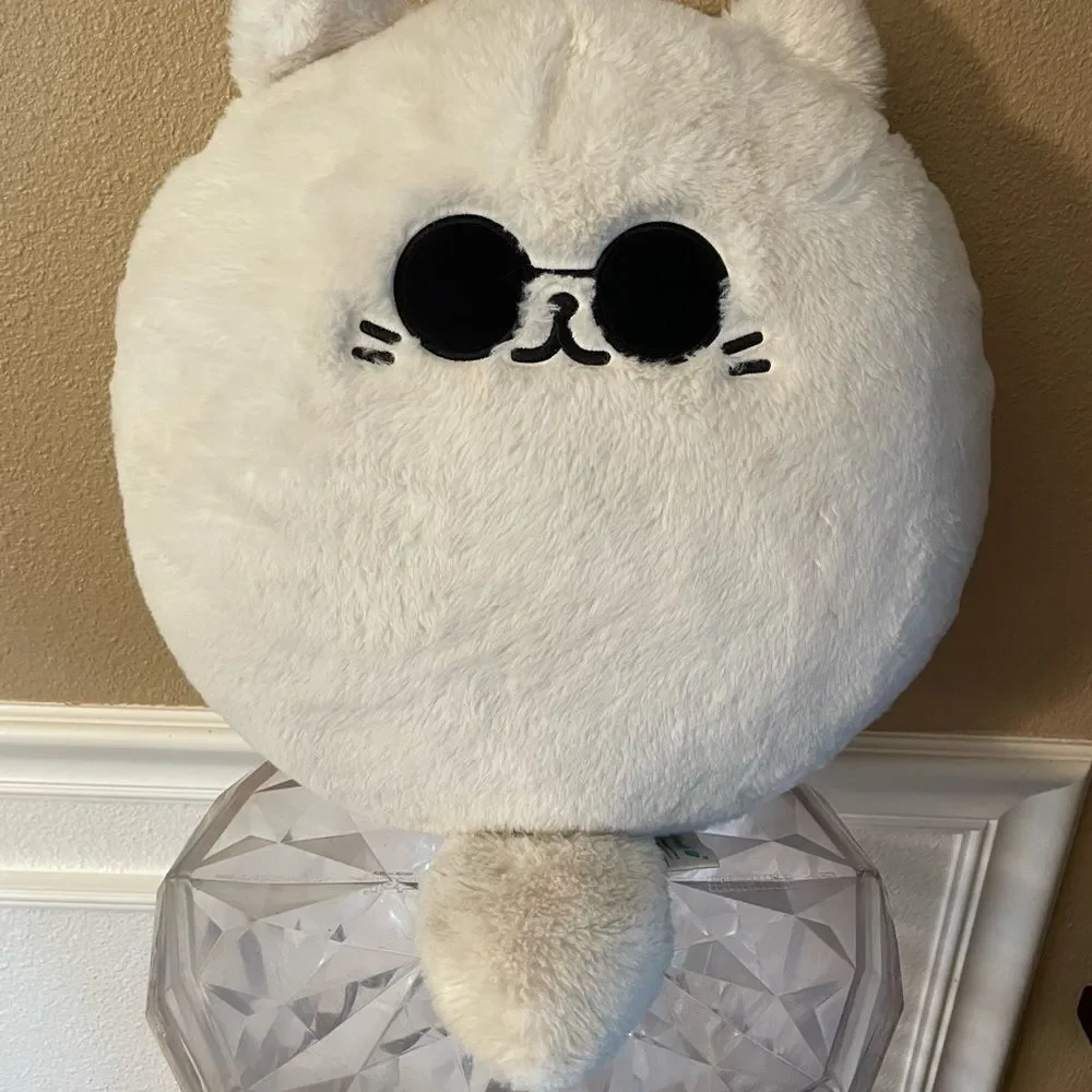 Cute White Cat Gojo Plush with Sunglasses